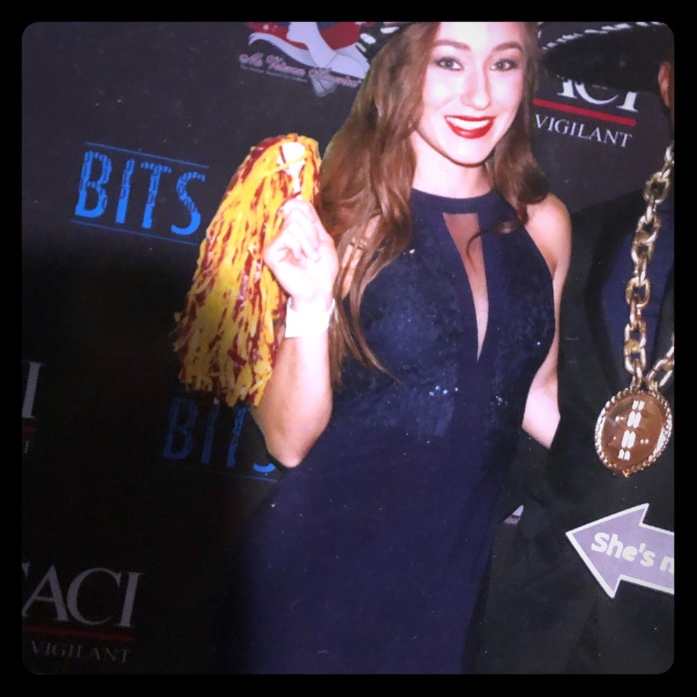 Evening dress. Navy blue. Floor length